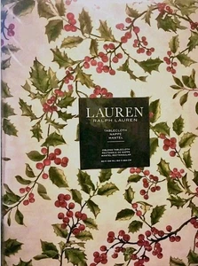 Ralph Lauren HOLLY TREE PINE Tablecloth Holiday Christmas Ivy Berry VTG 104" NEW - Picture 1 of 5