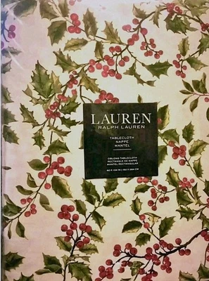 Ralph Lauren HOLLY TREE PINE Tablecloth Holiday Christmas Ivy Berry VTG 104" NEW - Image 1 of 4