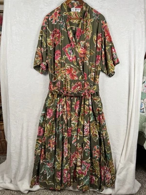 ¡Juntos! Vestido envolvente mujer talla 16 floral rn 41488 bolsillos dorado niñas años 90 Foto 1 de 4