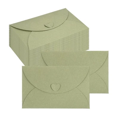 24 Pcs 6.9"x4.3" Gift Envelopes Cute Cards Holder with Heart Clasp Green - image 1 of 4