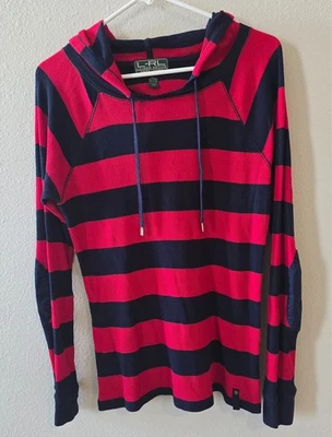Camisa L-RL Lauren Active Ralph Lauren Tejido Gofre Sudadera con Capucha Roja Azul Marino Rayas Mujeres L Foto 1 de 4