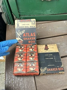 Vintage Atlas Tacks Shaker Boxes 1937 Store Display Box Countertop - Picture 1 of 9
