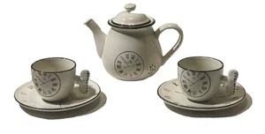 Vntg Joyye Custom Ceramics 5pc Clock Pattern Tea Set For Two - Picture 1 of 16