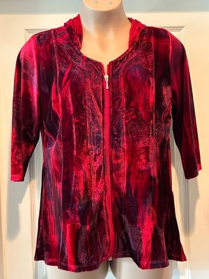 Túnica con Capucha ONE WORLD 2x Terciopelo Rojo Negro Bruja Wimsy Goth Vampire Foto 1 de 4