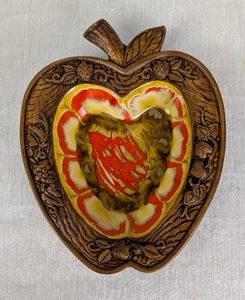 Treasure Craft Trinket Dish/Bowl Red/Yellow Drip Glaze 381 Apple Shaped - Picture 1 of 7