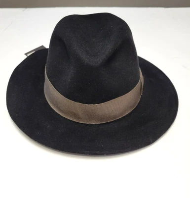 New $350 Bailey Of Hollywood FUR FELTED Blend Fedora Hat Men's XL X-LARGE Black - Image 1 of 4