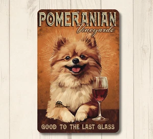 Pomeranian Dog Wine Bar Sign wall art decor funny mom gift metal man cave tin - Picture 1 of 6