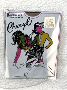 Pantimedias vintage Cheryl malla sin costuras color topo talla 10 nuevas en paquete años 70 - Imagen 1 de 9