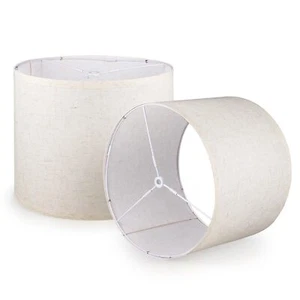 Lampshades Set of 2, Drum Lampshades 11.6" Top x 12.6" Bottom x 9.8" High, Na... - Picture 1 of 8