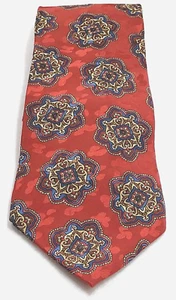Addison on Madison Handmade Business Silk Necktie Deep Red w Medallion Pattern - Picture 1 of 13