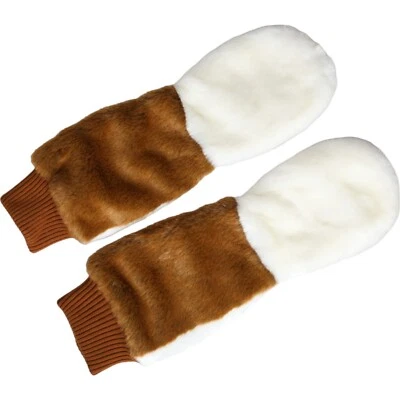 Перчатки DOLCE & GABBANA коричневые белые акриловые вязаные меховые рукавицы один размер 400usd - Изображение 1 из 4