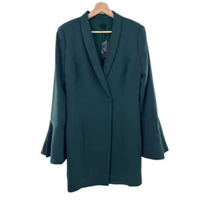 NBD Revolve Como La Flor Green Long Sleeve Suit Blazer Mini Dress Sz L - Picture 1 of 10