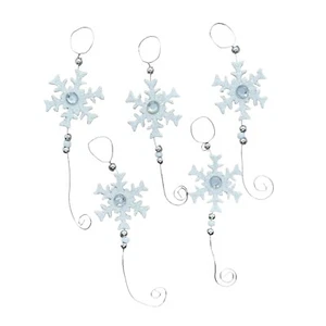 10 x White Glitter Snowflake Embellishments Toppers Wired Beads Gems Craft Chris - Picture 1 of 1