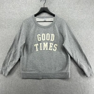 Old Navy Sweatshirt Womens Size Large Gray Long Sleeve Good Times Chenille - Picture 1 of 12