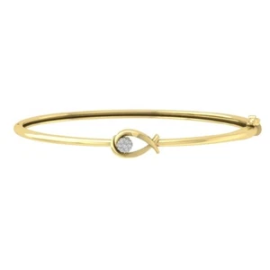 14K Yellow Gold Diamond Bangle Bracelet 1/15ct, I-J Color, I2-I3 Clarity, 7" - Picture 1 of 5