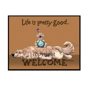 Golden Retriever Dog Life Is Good Cartoon Artist Doormat Floor Door Mat Rug - Picture 1 of 3