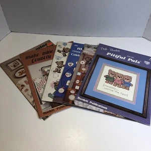 6 Dale Burdett Assorted Cross Stitch Pattern Books Lot Country Baby Celebration - Picture 1 of 13