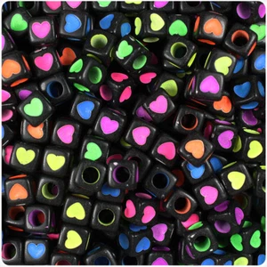 BeadTin Schwarz Undurchsichtig 7 mm Würfel Herz Perlen - Farben (150 Stück) - Bild 1 von 2