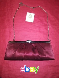 Años 90 De Colección Jessica McClintock BRILLANTE BORGOÑA Bolso de Embrague CORREA DE CADENA ¡NUEVO CON ETIQUETAS! - Imagen 1 de 4
