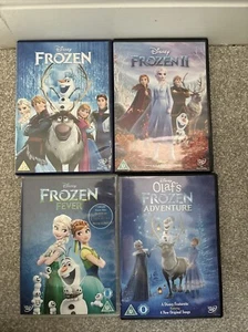 Disney Frozen 1 & 2 + Frozen Fever & Olaf’s Adventure DVDs - Picture 1 of 3
