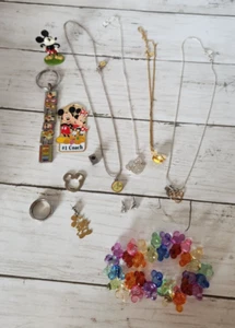 LOT Disney Beaded Bracelet #1 Coach Keychain Necklaces Figure Ring Charm Fashion - Picture 1 of 12