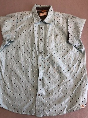 Free Planet Button Up Shirt Mens XXL Mini Palm Print Resort Vacation Collared - Image 1 of 4