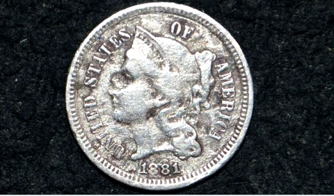 1881 Three Cent Nickel 3C ** XF details Cover