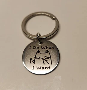 Cat I Do What I Want Double Fingers Funny Keychain - Picture 1 of 2