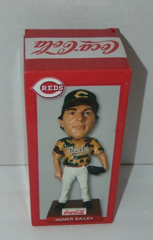 2017 Cincinnati Reds Homer Bailey Bobblehead Head is Unglued As Is COKE Cover