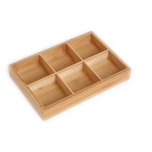 Wooden Grid Dinner Plate Snack Storage Tray Hot Pot Platter Serving Tray Plate - Picture 1 of 12