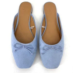 J. Zapatos planos Crew Zoe Ballet Mula azul francés gamuza sin cordones talla 8 excelente - Imagen 1 de 12