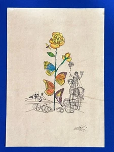 Salvador Dali (Handmade) Drawing on antique paper Signed and Sealed. - Picture 1 of 2