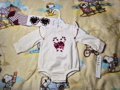 0/3 Meses Navidad Bastón de Caramelo Body con Calcetines Hasta la Rodilla y Gafas de Sol - Nuevo Foto 1 de 4