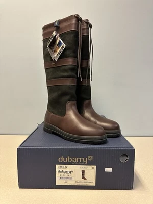 Bota de campo impermeable Dubarry Galway para dama, negra/marrón 3885-12 Foto 1 de 4