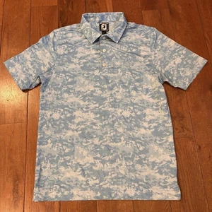 Junior Boys FootJoy Golf Polo Shirt "Pinehurst" Blue Camouflage sz Large - Picture 1 of 9
