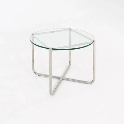 C. 1998 Mies van der Rohe para mesa auxiliar/extremo Knoll MR con tapa redonda de vidrio Foto 1 de 4