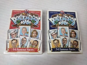 2 packs of Vintage POLITICARDS 96 54 Famous Faces Political Playing Cards - Picture 1 of 5