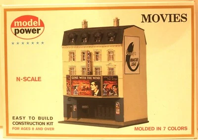 MODEL POWER NO. 1537 N SCALE MOVIE THEATER KIT - NEW IN OPENED BOX - Image 1 of 4