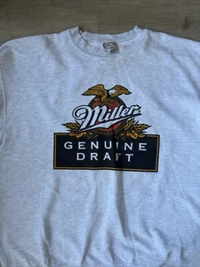 Vintage 80s/90s Miller Genuine Draft Pullover Crew Neck Sweatshirt Size XXL Gray - Picture 1 of 5
