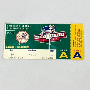 1998 ALDS Ticket Stub Yankees vs Rangers Game 1 Yankee Stadium Wells Shutout VTG - Picture 1 of 8