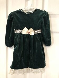Rose Cottage Girls Size 2T Polyester Green Long Sleeved Dress