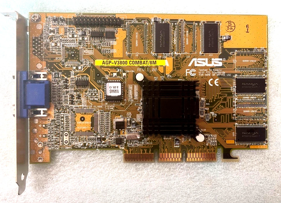 ASUS AGP-V3800 COMBAT 8M NVIDIA Riva TNT2 AGP VIDEO CARD VGA ONLY MXB189 - Image 1 of 3