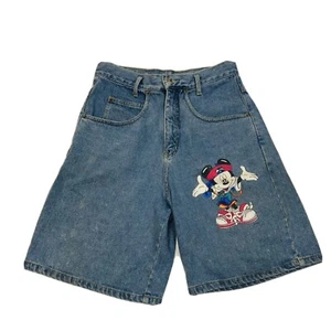 90's Mickey Jerry Leigh Hip Hop Mickey Painted High Rise Denim Bermuda Short SM - Picture 1 of 10