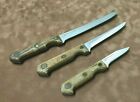 Lot Of (3) FARBERWARE Wood Handle Stainless Steel Knives ~ Made In Japan