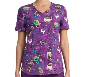 Disney Nightmare Before Christmas Halloween V Neck Scrub Top size L New - Picture 1 of 2