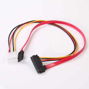 7+15 Pin 22Pin SATA to 4 Pin IDE Power Serial ATA  Data Cable  Adapter Cord Red