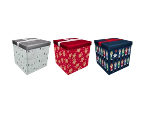 2 X Christmas Eve Gift Box Xmas celebration cardboard Box Bows 25 x 25cm - Picture 1 of 7