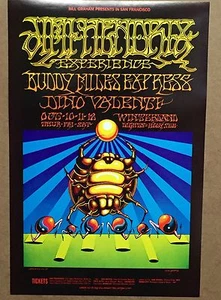 Póster Segundo Impreso Jimi Hendrix Experience Buddy Miles Dino Vintage Original 1968 - Imagen 1 de 2
