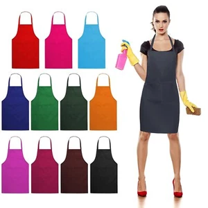 11 Pcs Mixed Color Bib Aprons with 2 Pockets for Kitchen Cooking BBQ Painting - Picture 1 of 7