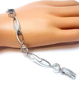 72. schönes Bergkristall Armband Vintage Silberarmband rund klar 835er Silber - Bild 1 von 4
